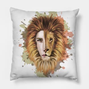 Man and lion face Pillow