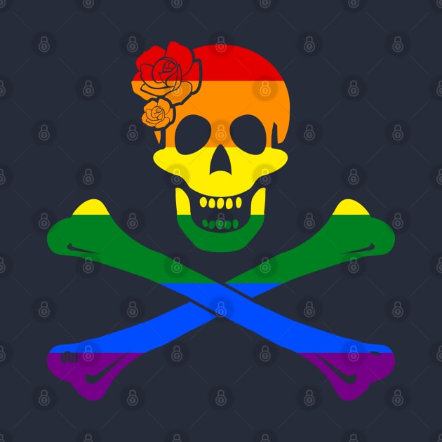 Gay Pride Skull and Crossbones by Daniela A. Wolfe Designs