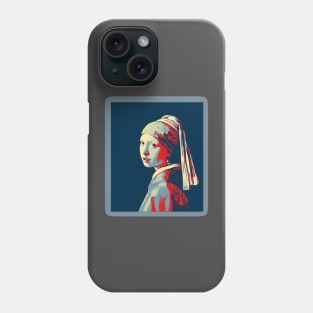 Girl with a Pearl Earring  Painting by Johannes Vermeer - Obama colors Phone Case