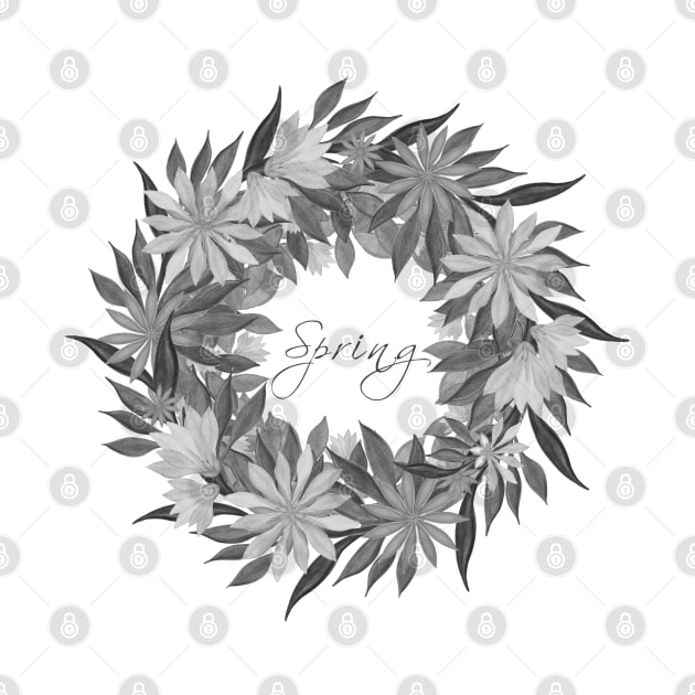 Flower wreath. Monochrome. Sketch by KateQR