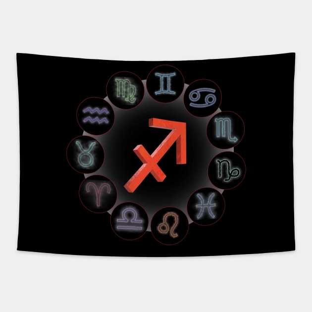 Sagittarius/The Archer Zodiac Symbol. Tapestry by voloshendesigns