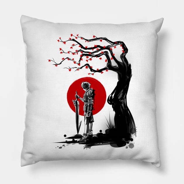 Red sun in Zanarkand Pillow by ddjvigo