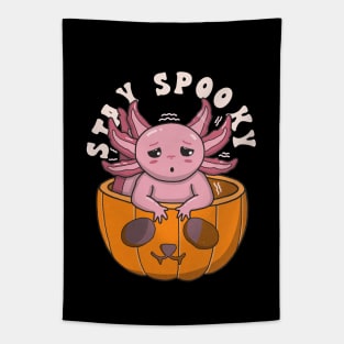 Cute Axolotl Stay Spooky Tapestry