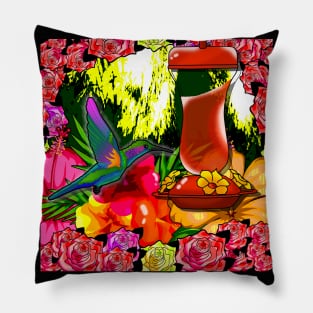 Hummingbird Breakfast Time Pillow