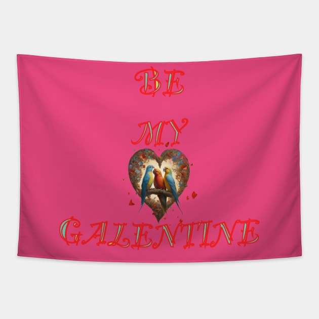 Galentines day lovebirds cuddling Tapestry by sailorsam1805