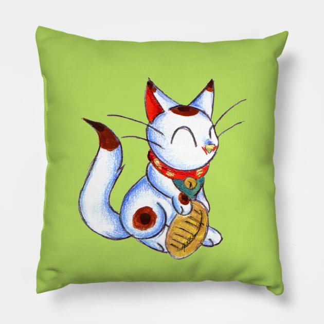 Calico Kitty Pillow by KristenOKeefeArt