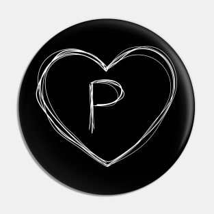 Letter P with heart frame in lineart style Pin