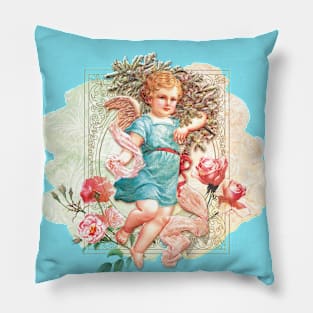 Child Angel and Roses Pillow