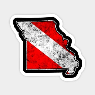 Missouri Dive Flag Scuba Diving State Map Dive Flag Distressed Magnet