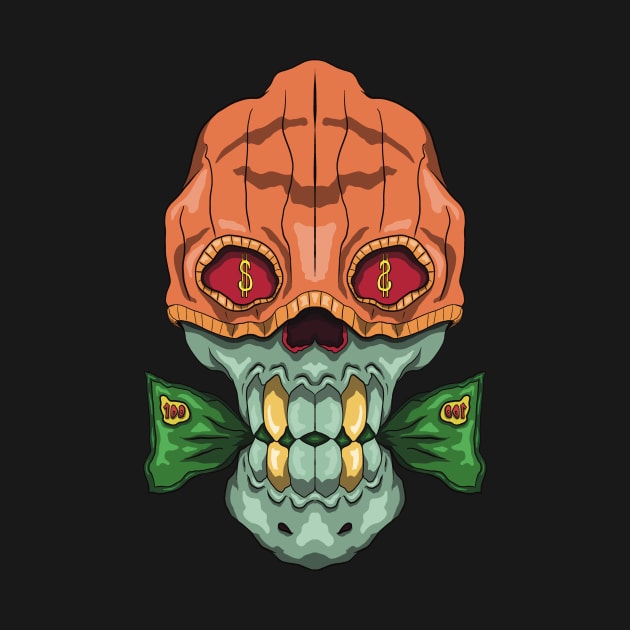 crazy money skull by Watidstudio