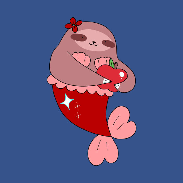 Red Apple Mermaid Sloth by saradaboru