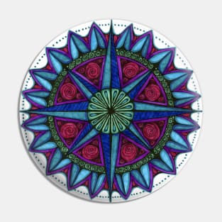 Blue Directions Mandala Pin