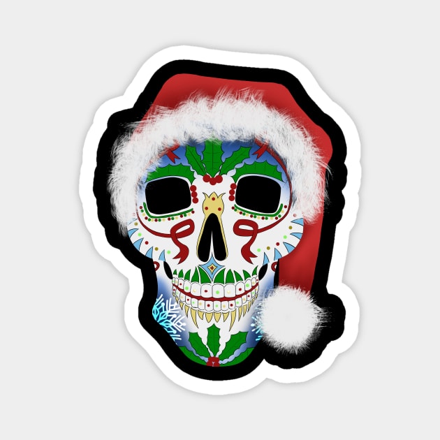 Christmas Sugar Skull Magnet by Mystik Media LLC