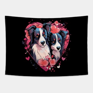 Border Collie Couple Valentine Tapestry