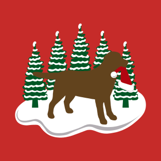 Chocolate Labrador Snow and Christmas T-Shirt