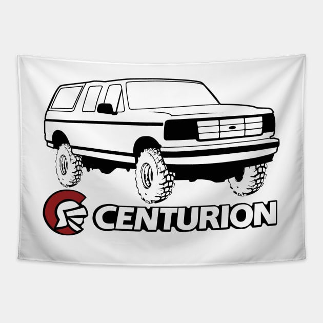 Ford Bronco Centurion w/tires, Black Print Tapestry by The OBS Apparel