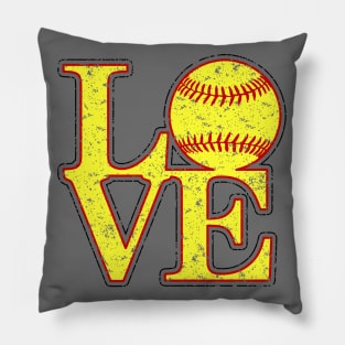 Vintage LOVE Girl's Softball Fastpitch Softball Lover Fast Pitch Pillow