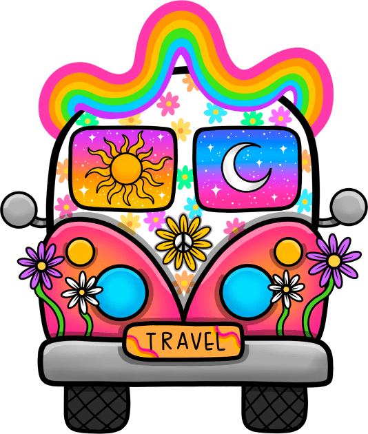 Travel hippie bus Kids T-Shirt by Thisuniquevibe