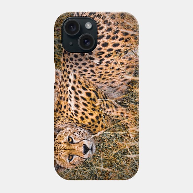 Cheetah in the Grass Phone Case by Chris Lord