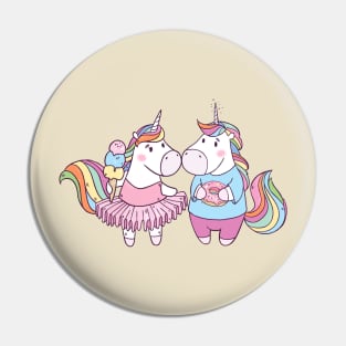 Unicorns in Love with Donut and Ice cream Pin