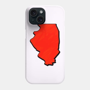 Bright Red Illinois Outline Phone Case