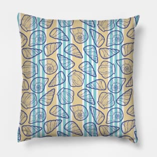 Beautiful Line Art Seashells Seamless Surface Pattern Design Pillow