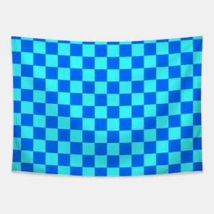 Blue Checkered Square Pattern Tapestry