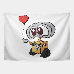 Sad Wall-E with Heart Balloon Tapestry