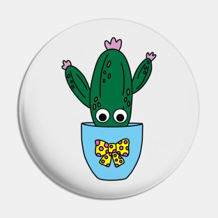 Cute Cactus Design #241: Potted Saguaro Cactus With Cute Flowers Pin