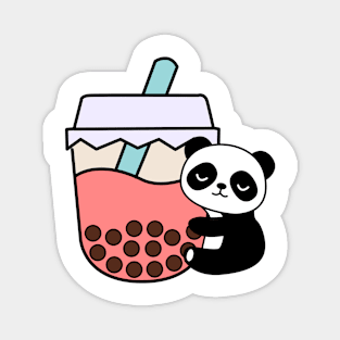 Cute Panda Baby Bubble Tea Hug Kawaii Cream Magnet