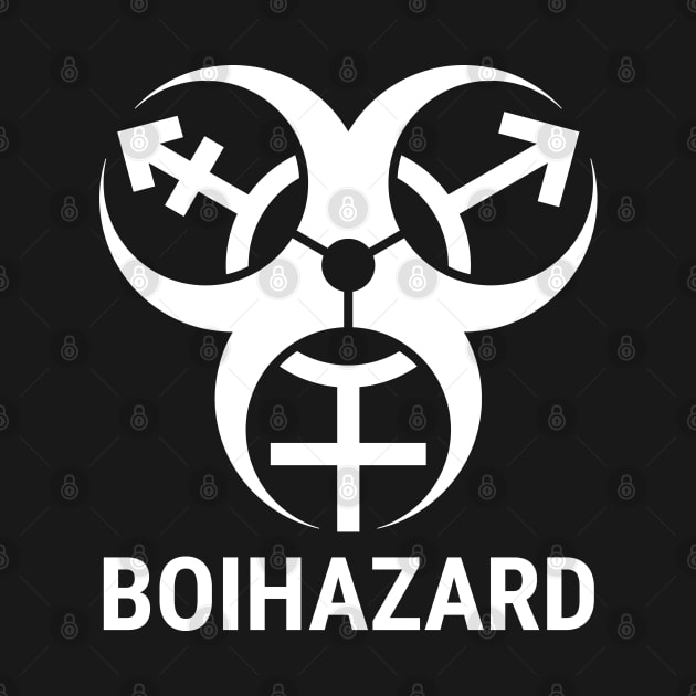 "BOI HAZARD" Trans Biohazard - White by GenderConcepts