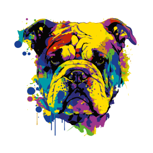 Colorful bulldog face art T-Shirt