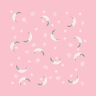 Crescent Moons and Stars - Pink T-Shirt