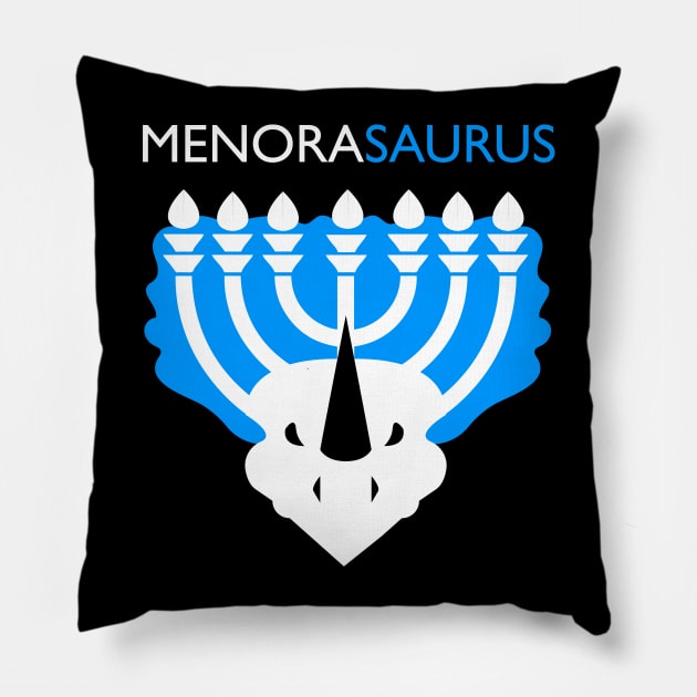 Menorasaurus Funny Hanukkah Joke Pillow by JustPick