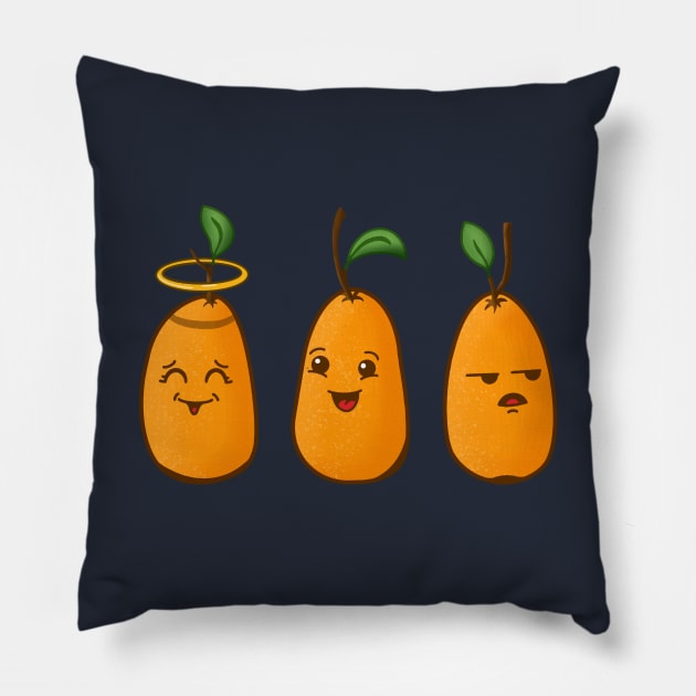 Three Cute Kumquats Pillow by Ratatosk