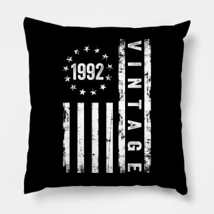 32 Years Old Gifts Vintage 1992 American Flag 32nd Birthday Pillow