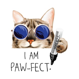 I am PAW-FECT - Cute Funny Cat Lover Quote Artwork T-Shirt