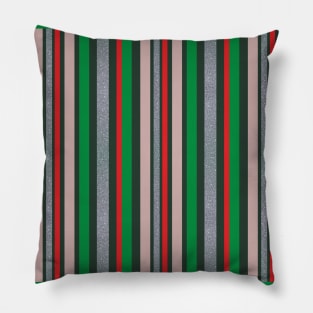 Red, green, silver stripped design with glitter, perfect for Xmas! Pillow