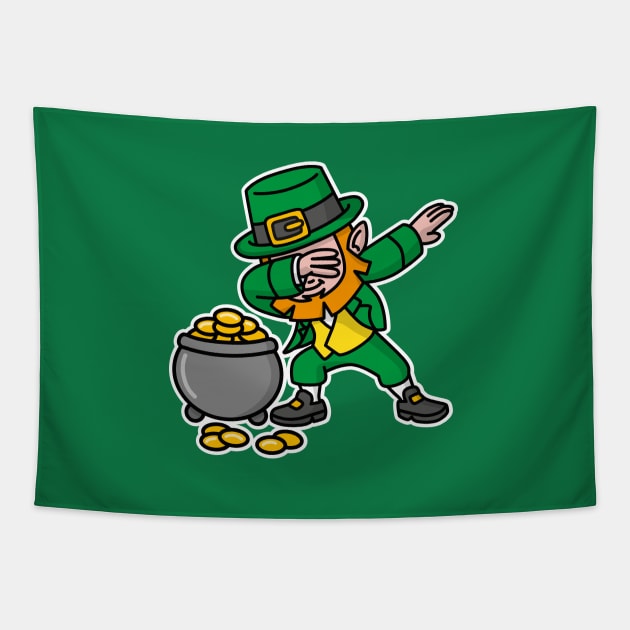 Dabbing Leprechaun St. Patrick's day pot of gold Tapestry by LaundryFactory