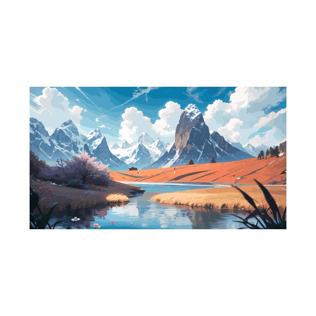 landscape painting, mountain landscape, hike and explore, v5 by H2Ovib3s