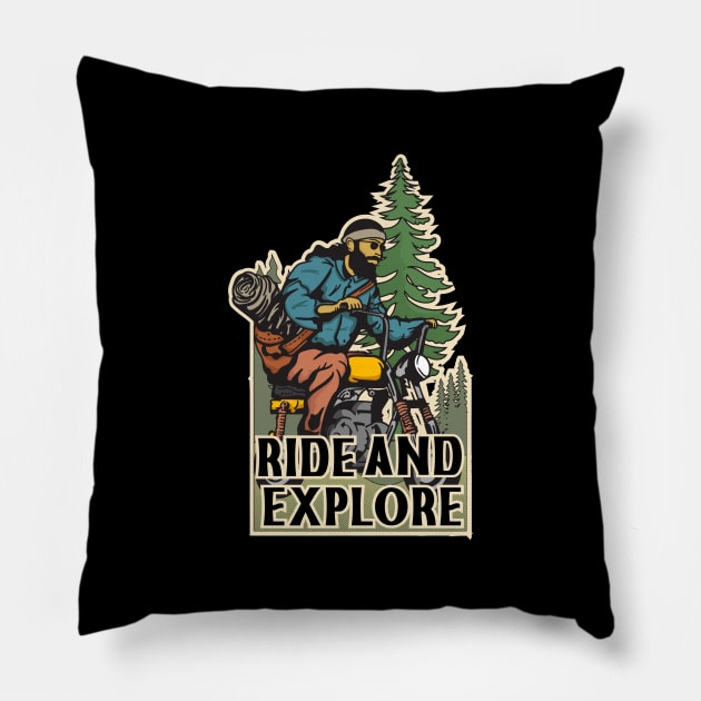 Ride and Explore Pillow by Stenau Artwerk