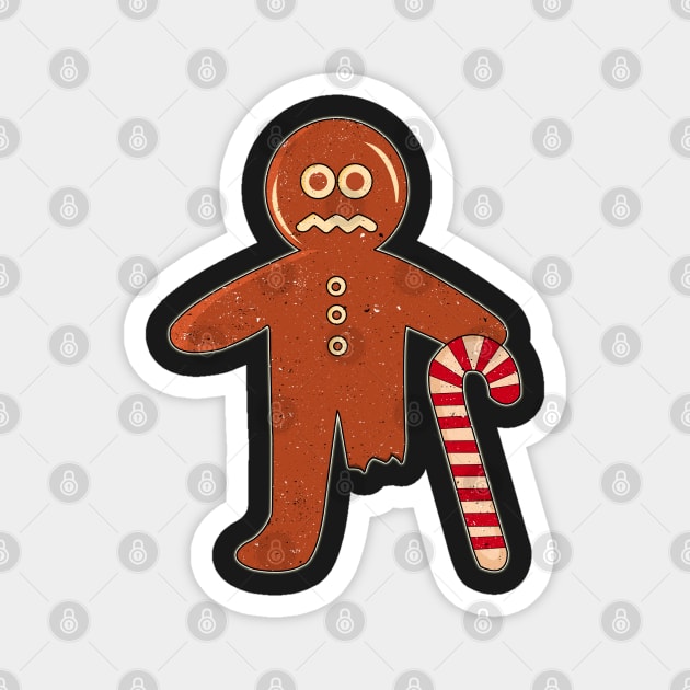 Gingerbread Person With Candy Cane Missing Leg Magnet by Swagazon