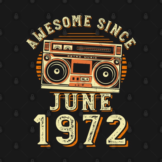 Funny Birthday Quote, Awesome Since June 1972, Cool Birthday by Estrytee