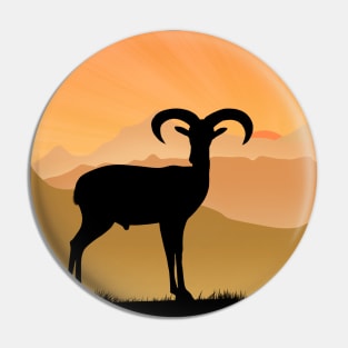 Nubian ibex mountain climbing goat silhouette sunrise time Pin