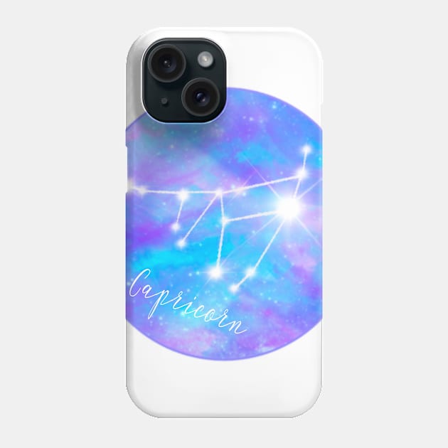 Capricorn zodiac sign. Stars on galaxy background Phone Case by Orangerinka