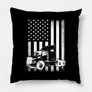 Vintage USA Trucker American Flag Truck Driver Flag Pillow