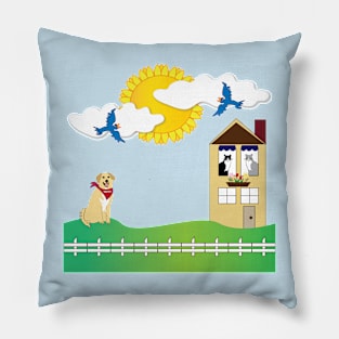 Graphic art, illustration,  "Home Sweet Home" Pillow