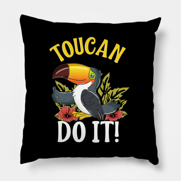 Toucan Do It Funny You Can Do It Pun Thumbs Up Pillow by theperfectpresents