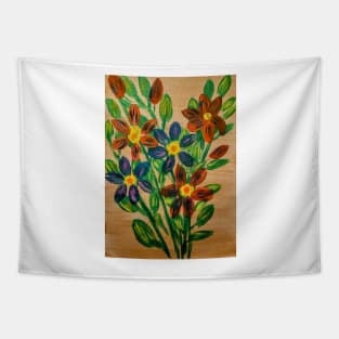 Abstract flowers in metallic paint and painted on a gold background. Tapestry