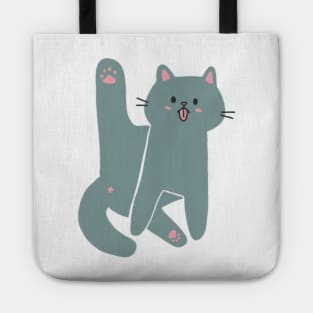 Gray Cat Licking Butt Tote